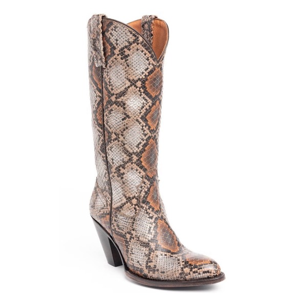 Idyllwind Shoes - Idyllwind Brown and Cream Snakeskin-Print Heeled Cowboy Boots